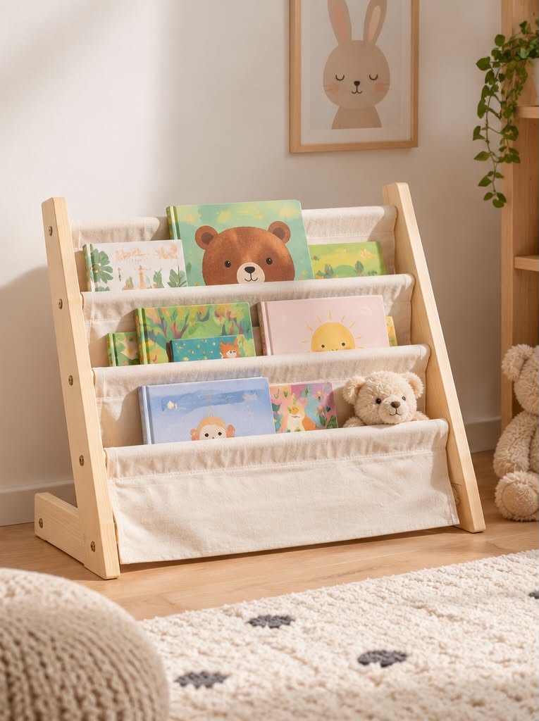 Medinė montessori knygų lentyna vaikams - Image 3